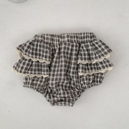Baby S25 Lace Detail Plaid Bloomer Shorts (3 - 18m) - 2 Colors kids outfit