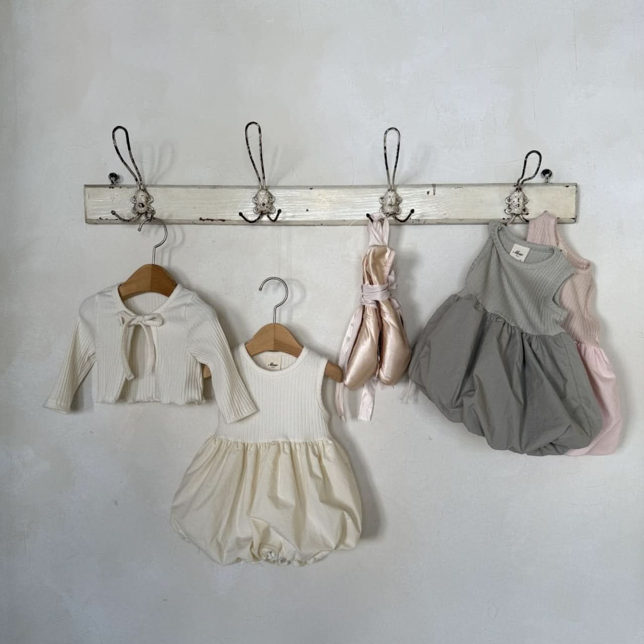 Baby S25 Rib Knit Cardigan and Sleeveless Balloon Dress (3 - 24m) - Dusty Pink kids outfit