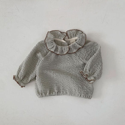 Baby S25 Ruffle Collar and Cuffs Crinkled Top (3 - 18m) - 2 Colors kids outfit