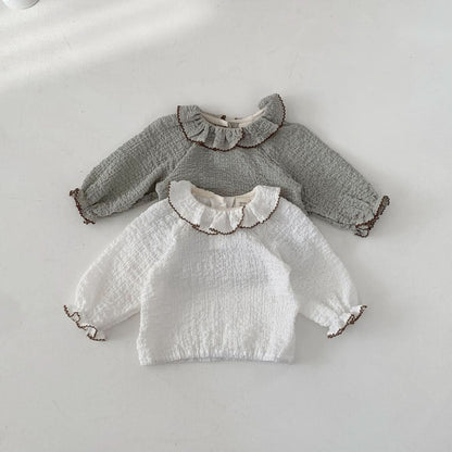 Baby S25 Ruffle Collar and Cuffs Crinkled Top (3 - 18m) - 2 Colors kids outfit