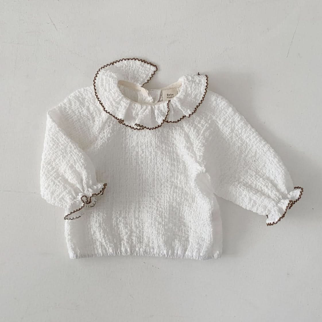 Baby S25 Ruffle Collar and Cuffs Crinkled Top (3 - 18m) - 2 Colors kids outfit