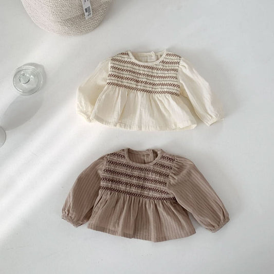 Baby S25 Smocked Long Sleeve Top (3 - 18m) - 2 Colors kids outfit
