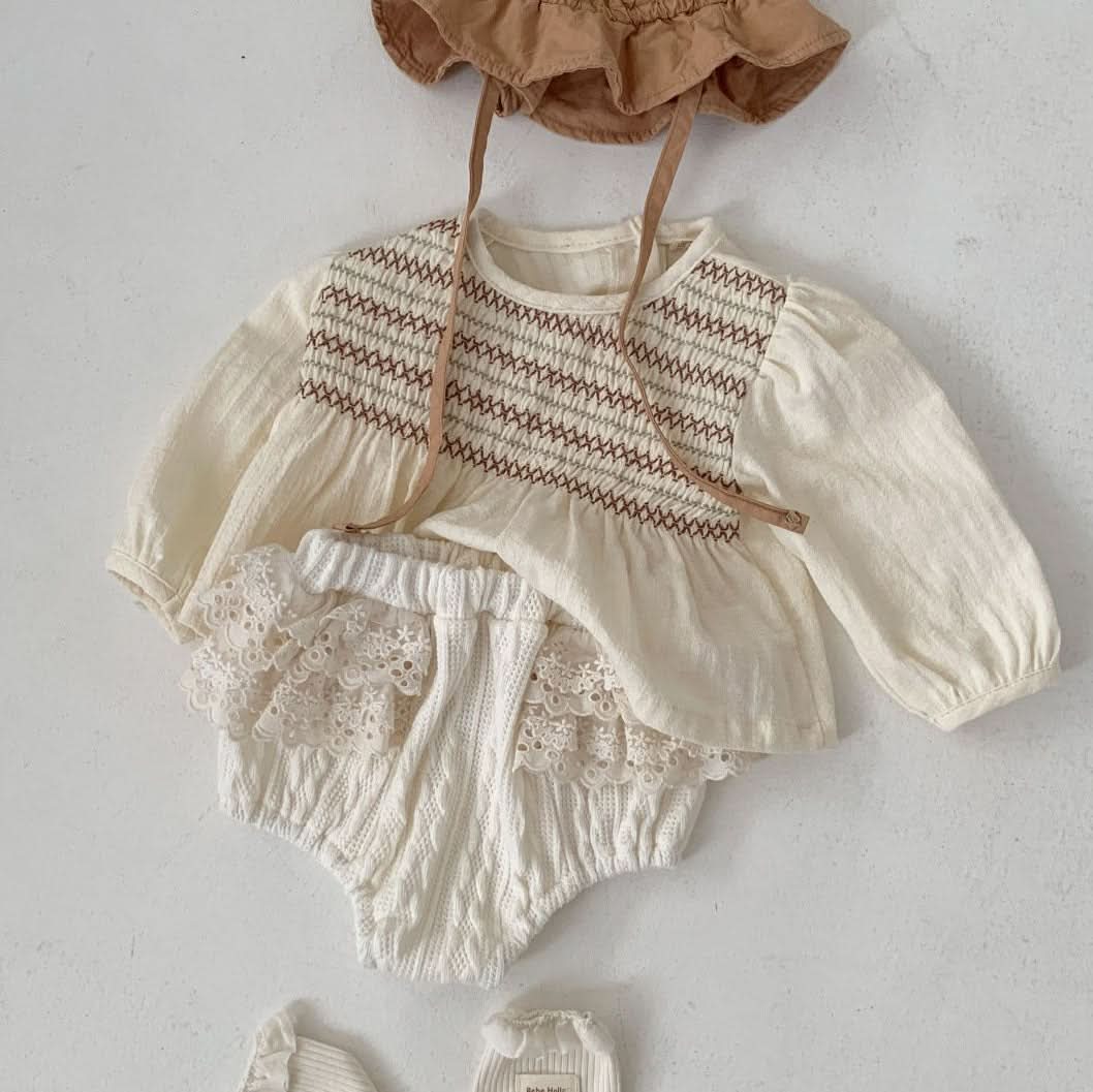 Baby S25 Smocked Long Sleeve Top (3 - 18m) - 2 Colors kids outfit