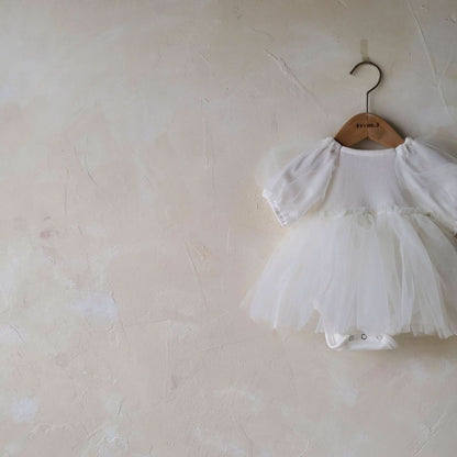 Baby Short Puff Sleeve Tutu Dress Romper (3 - 18m) - Snow kids outfit