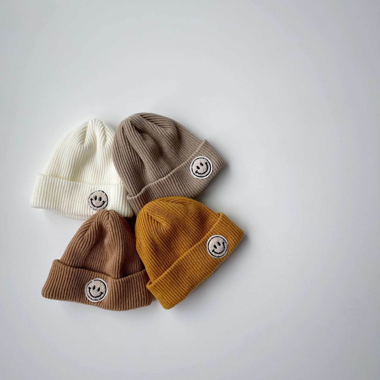 Baby Smile Patch Rib - Knit Beanie (6 - 30m) - 13 Colors kids outfit