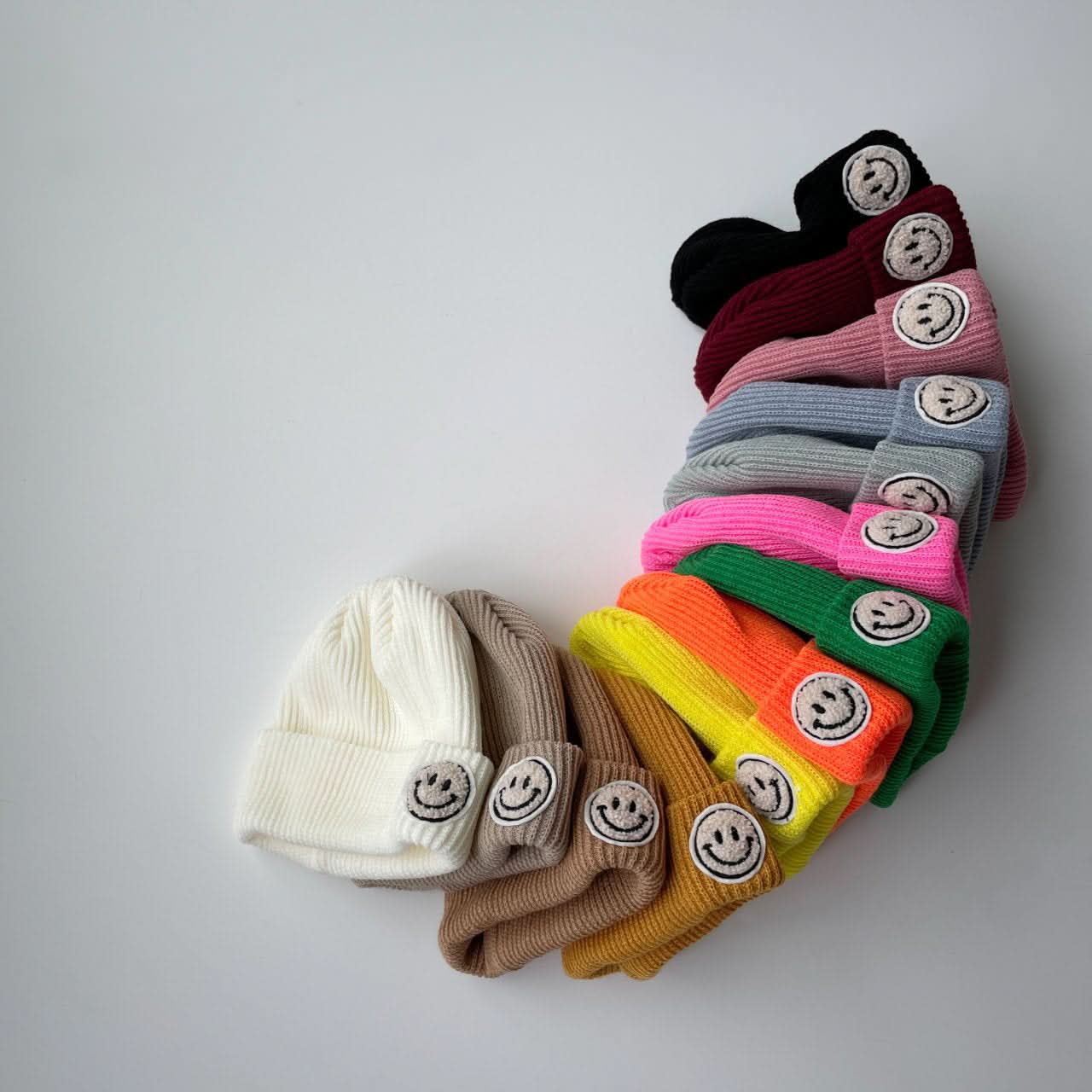 Baby Smile Patch Rib - Knit Beanie (6 - 30m) - 13 Colors kids outfit
