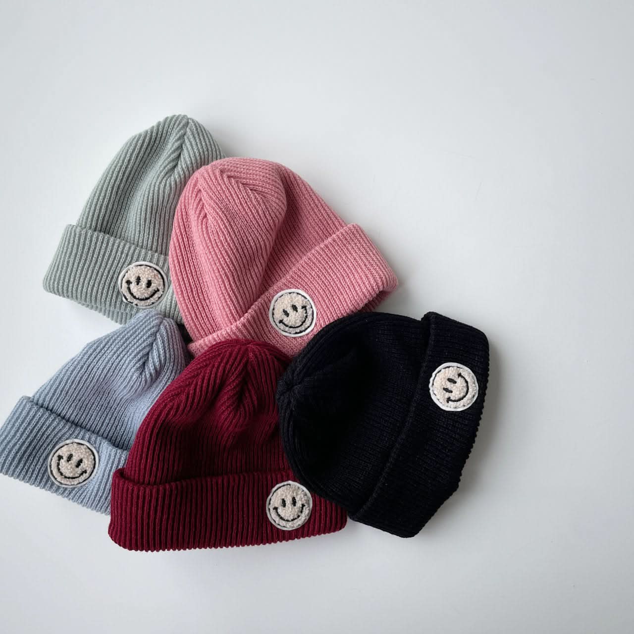 Baby Smile Patch Rib - Knit Beanie (6 - 30m) - 13 Colors kids outfit