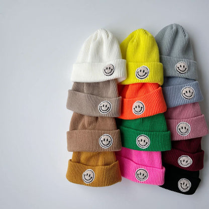 Baby Smile Patch Rib - Knit Beanie (6 - 30m) - 13 Colors kids outfit