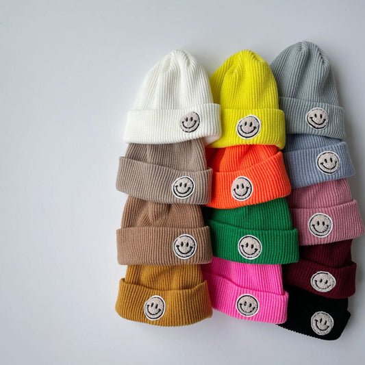 Baby Smile Patch Rib - Knit Beanie (6 - 30m) - 13 Colors kids outfit