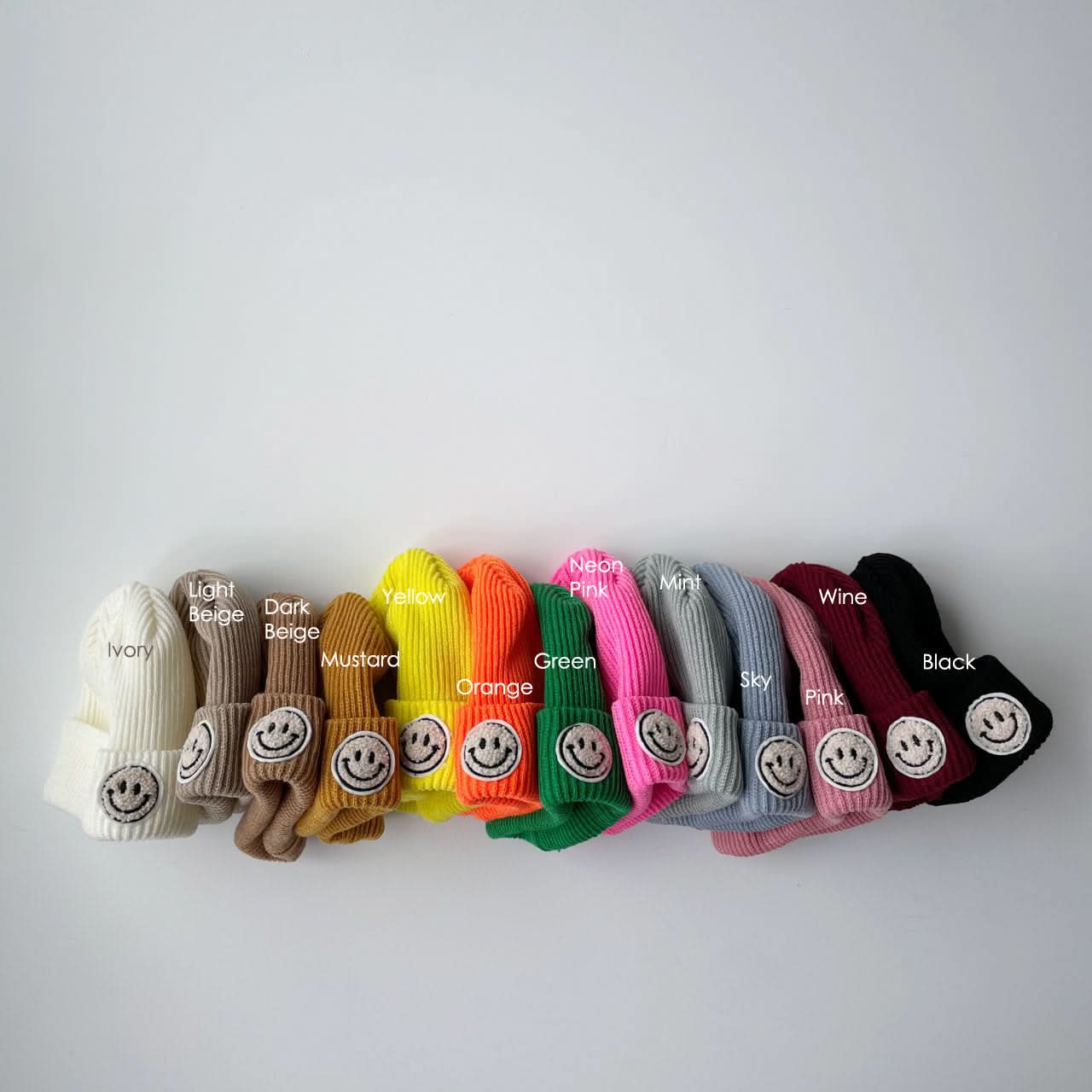 Baby Smile Patch Rib - Knit Beanie (6 - 30m) - 13 Colors kids outfit