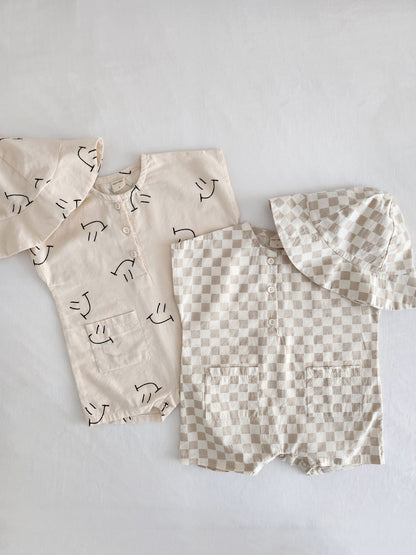 Baby Smile Sleeveless Jumpsuit and Bucket Hat Set (13 - 36m) kids outfit