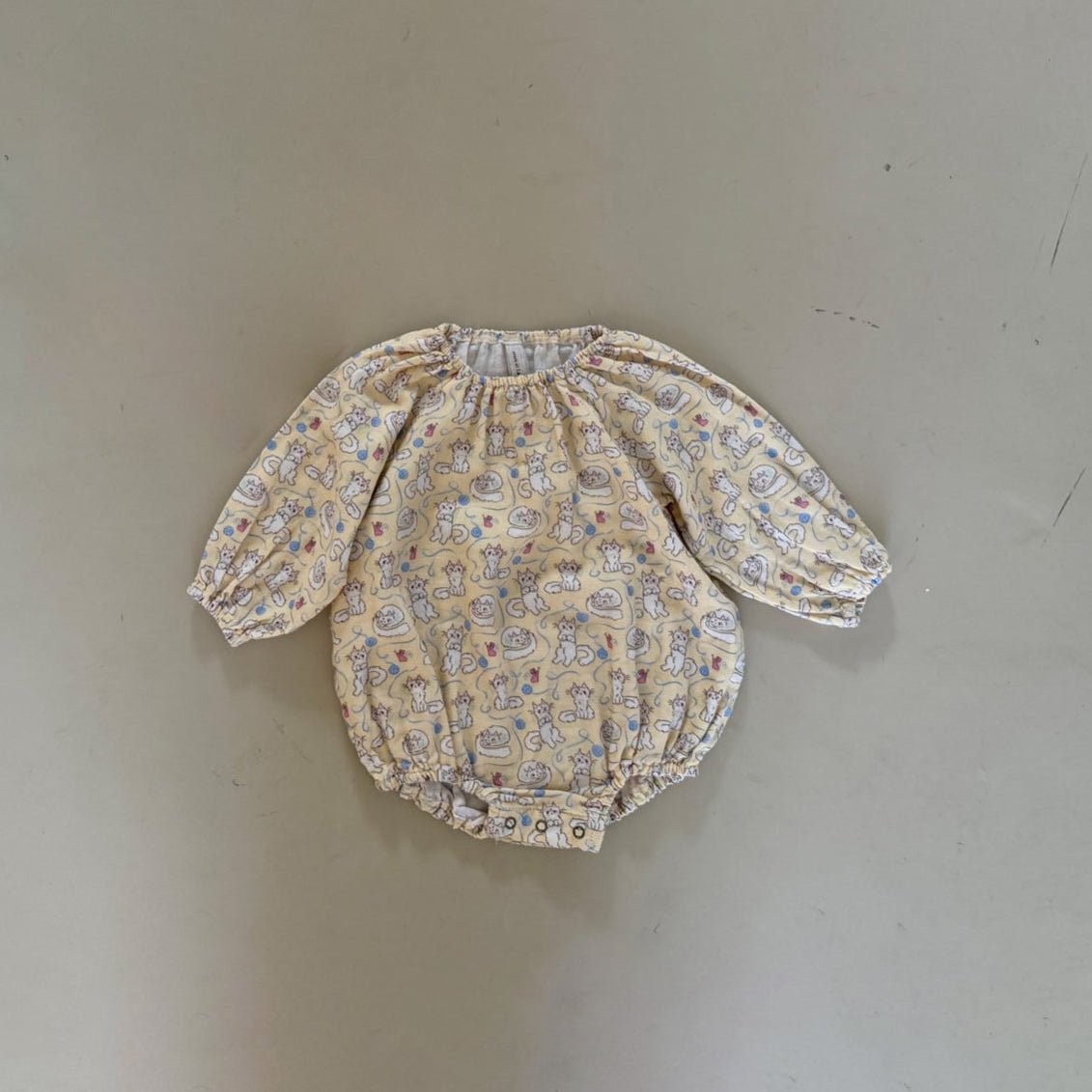 Baby SP26 Cat All - Over Print Gauze Cotton Bubble Romper (6 - 24m) - 2 Colors - AT NOON STORE