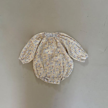 Baby SP26 Cat All - Over Print Gauze Cotton Bubble Romper (6 - 24m) - 2 Colors - AT NOON STORE