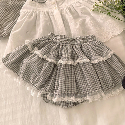 Baby SP26 Ruffle Lace Trim Bloomer Skirt (3 - 18m) - 2 Colors kids outfit