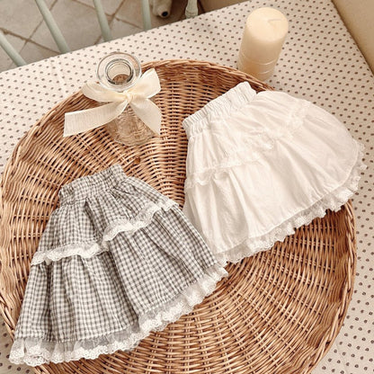 Baby SP26 Ruffle Lace Trim Bloomer Skirt (3 - 18m) - 2 Colors kids outfit