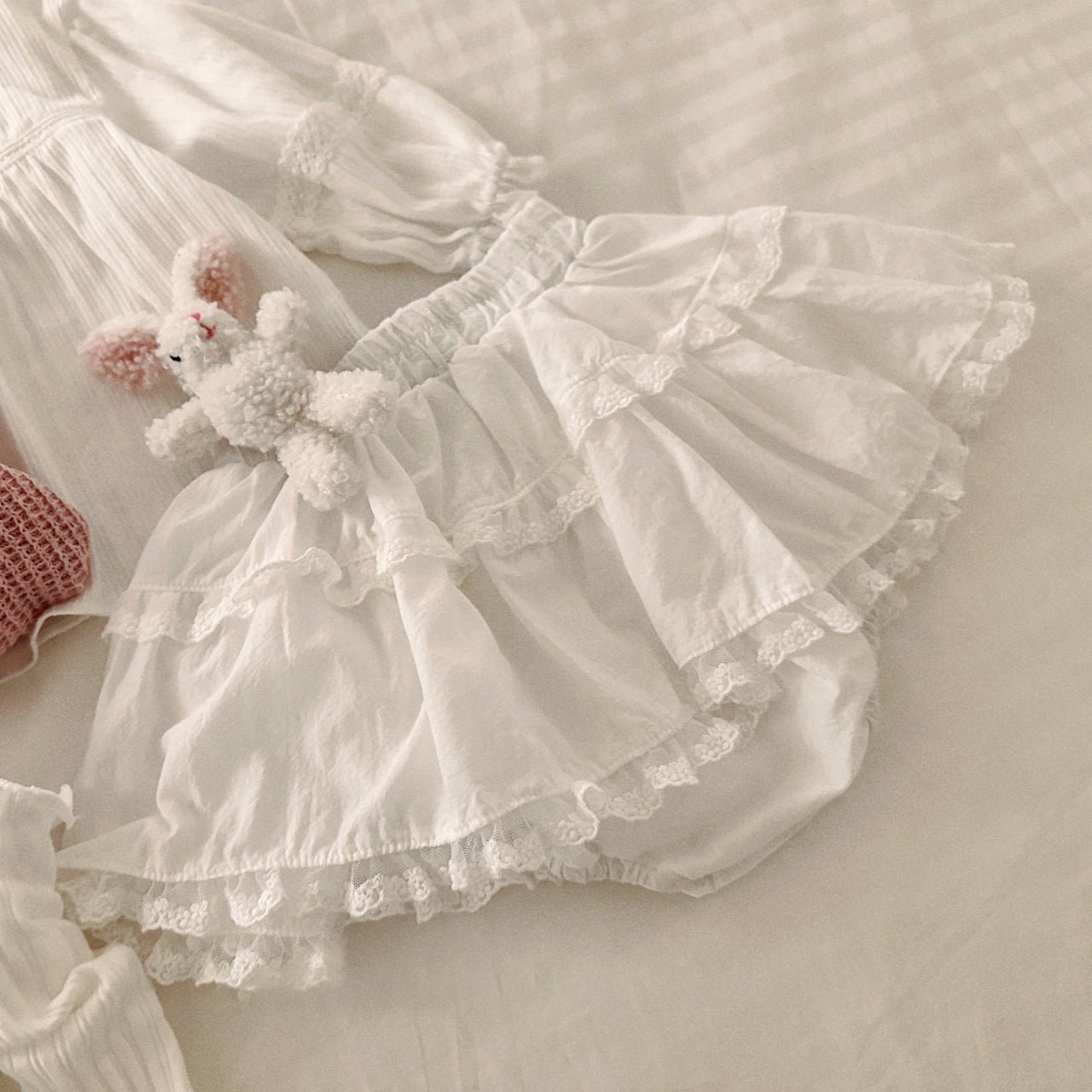 Baby SP26 Ruffle Lace Trim Bloomer Skirt (3 - 18m) - 2 Colors kids outfit