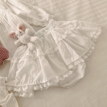 Baby SP26 Ruffle Lace Trim Bloomer Skirt (3 - 18m) - 2 Colors kids outfit
