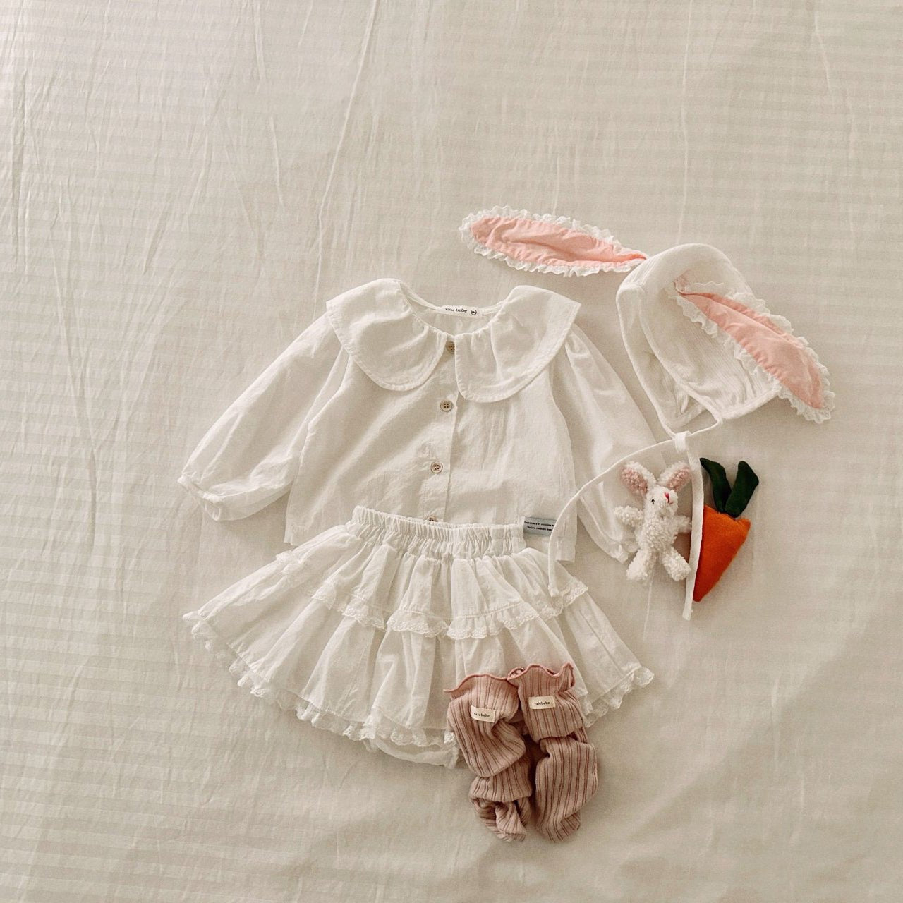 Baby SP26 Ruffle Lace Trim Bloomer Skirt (3 - 18m) - 2 Colors kids outfit