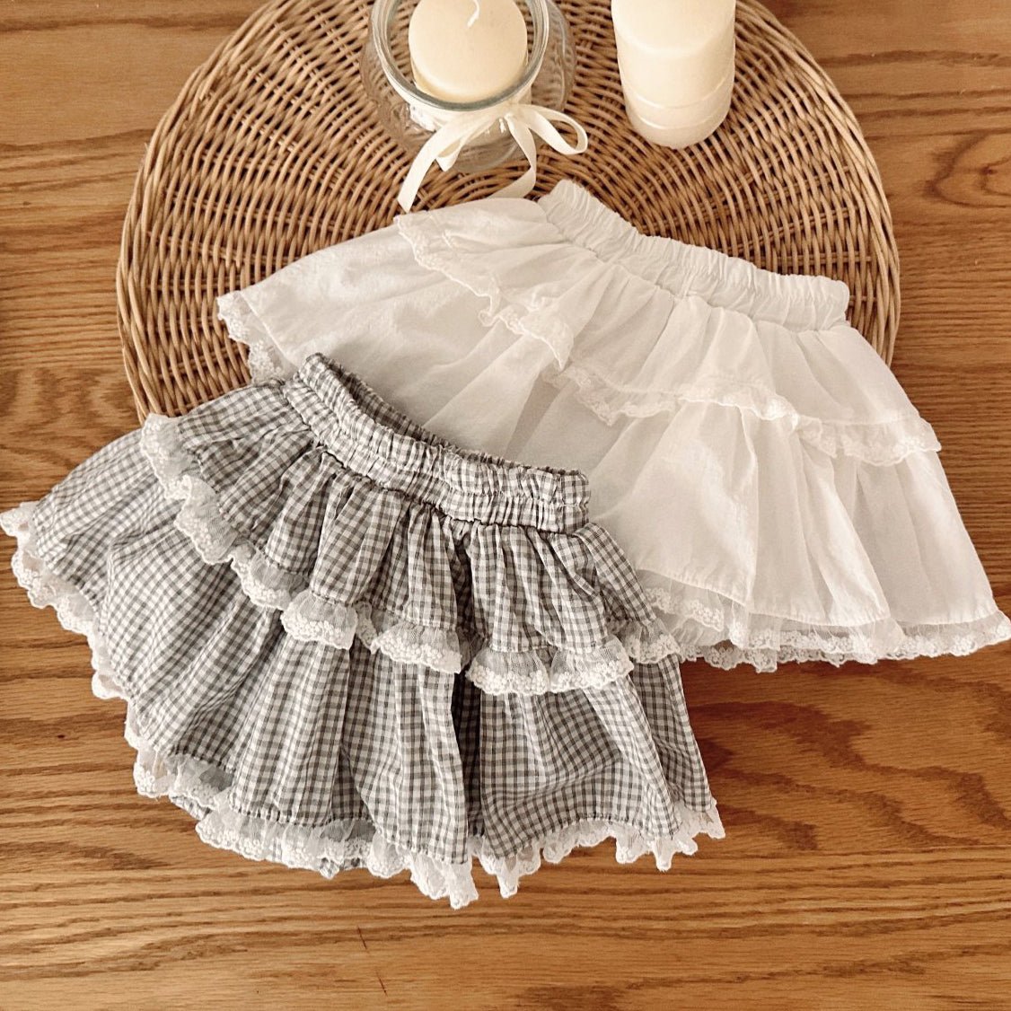 Baby SP26 Ruffle Lace Trim Bloomer Skirt (3 - 18m) - 2 Colors kids outfit