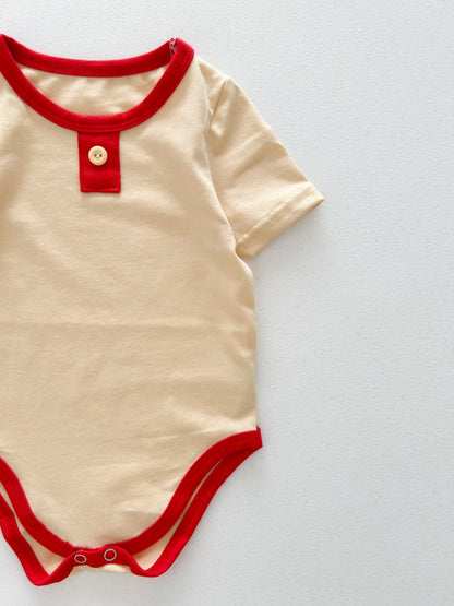 Baby SS25 Contrast Hem Short Sleeve Romper (0 - 12m) - Butter Yellow kids outfit