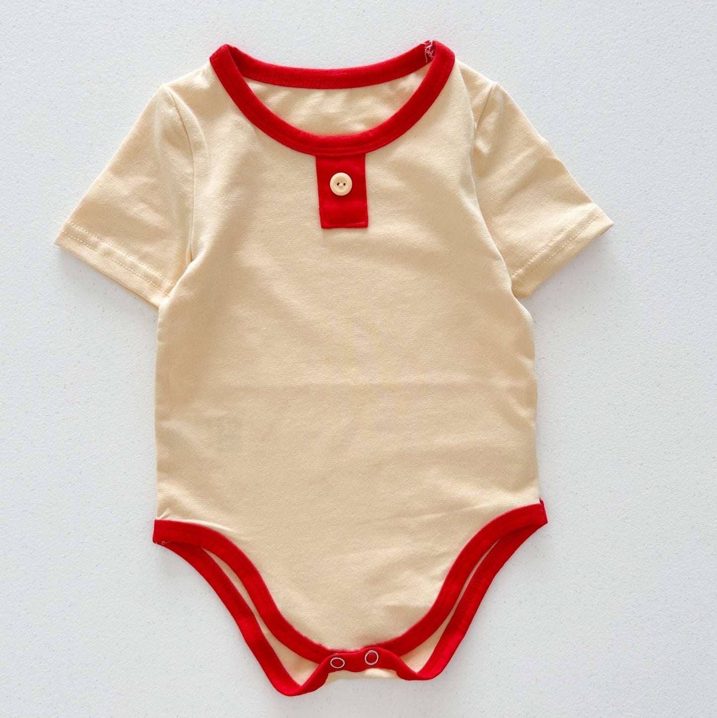 Baby SS25 Contrast Hem Short Sleeve Romper (0 - 12m) - Butter Yellow kids outfit