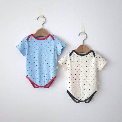 Baby SS26 Polka Dot Ribbed Short Sleeve Romper (3m~12m) - 2 Colors - AT NOON STORE