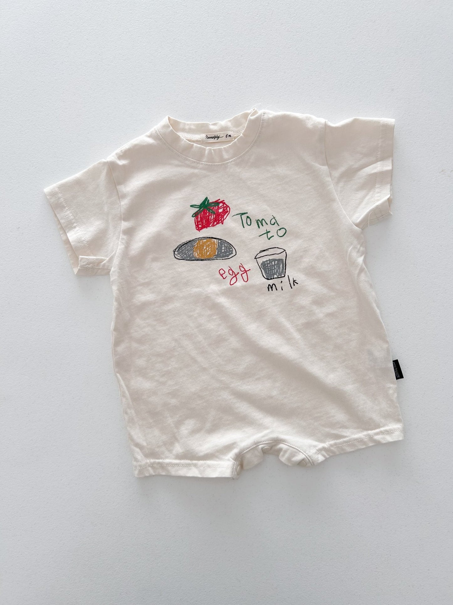 Baby SS26 Tomato Egg Milk Print Short Sleeve Jumpsuit (6m - 7y) - 2 Colors - AT NOON STORE