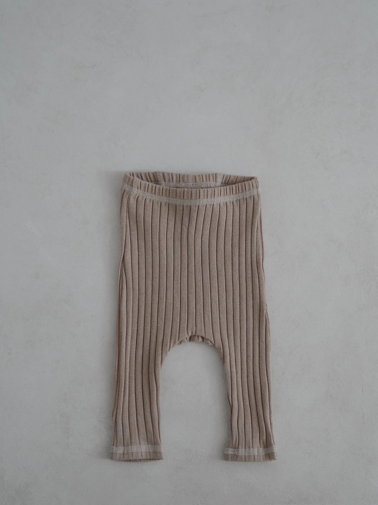 Baby Stitch Detail Ribbed Bodysuit and Pants Set (3 - 12m) - Beige kids outfit