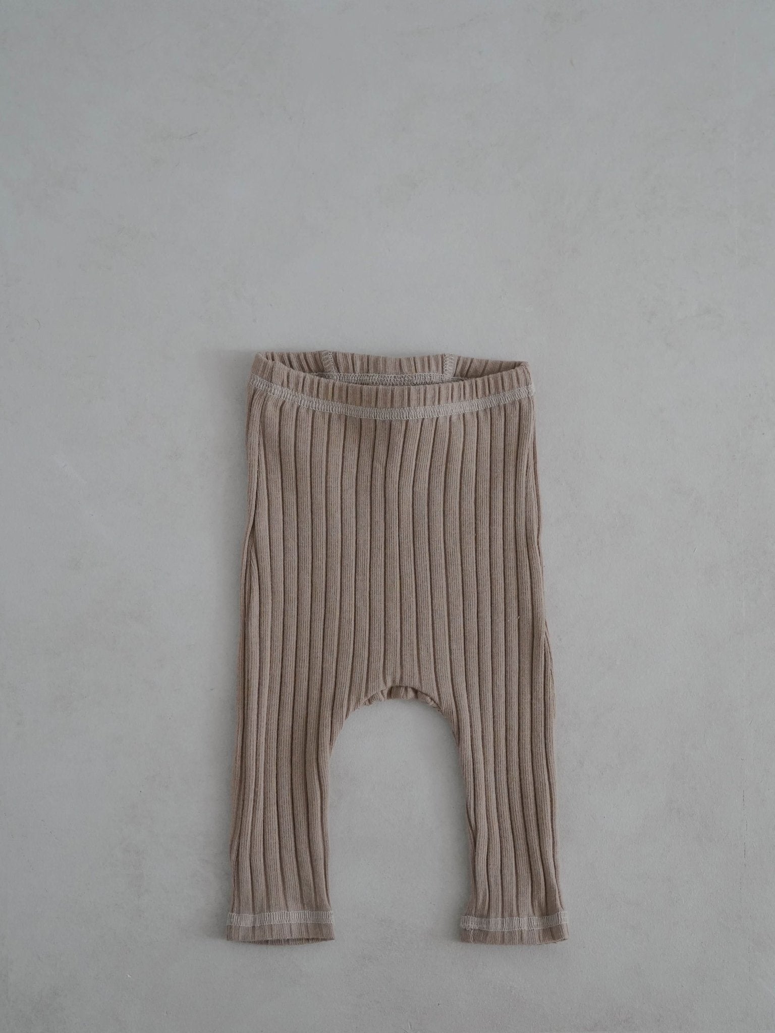 Baby Stitch Detail Ribbed Bodysuit and Pants Set (3 - 12m) - Beige kids outfit
