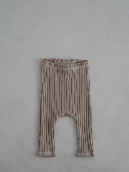Baby Stitch Detail Ribbed Bodysuit and Pants Set (3 - 12m) - Beige kids outfit