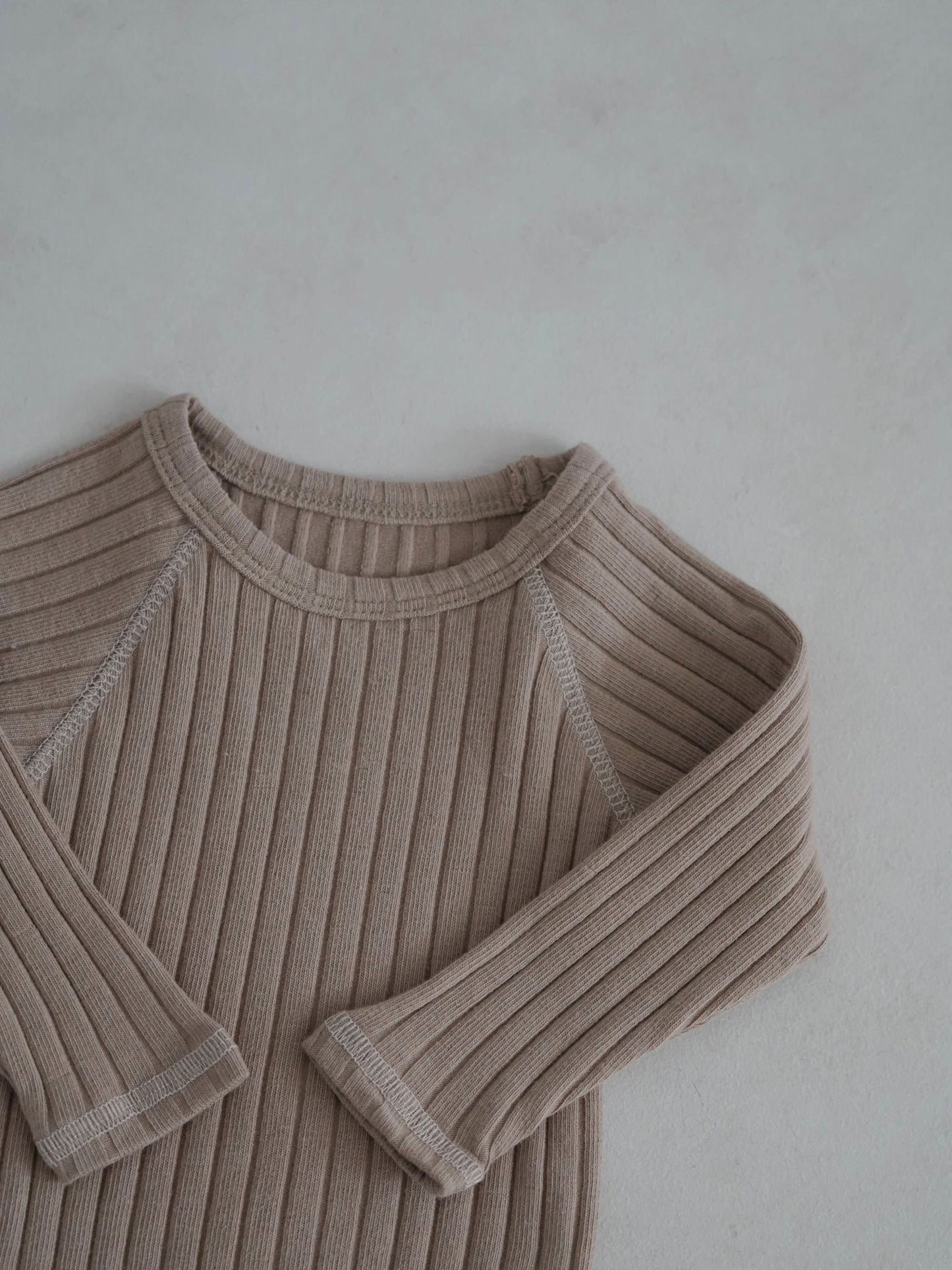 Baby Stitch Detail Ribbed Bodysuit and Pants Set (3 - 12m) - Olive kids outfit