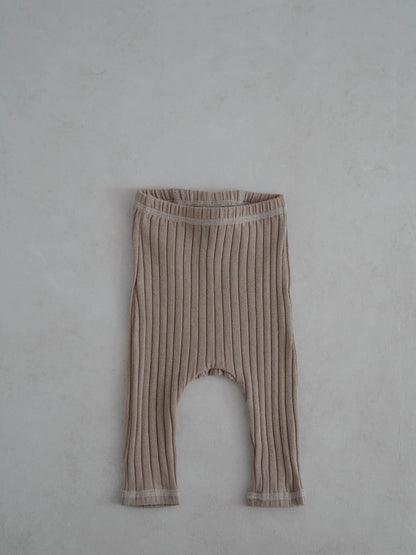 Baby Stitch Detail Ribbed Bodysuit and Pants Set (3 - 12m) - Olive kids outfit
