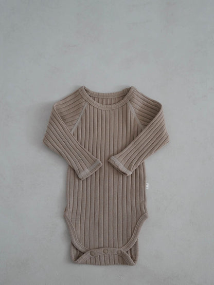 Baby Stitch Detail Ribbed Bodysuit and Pants Set (3 - 12m) - Olive kids outfit