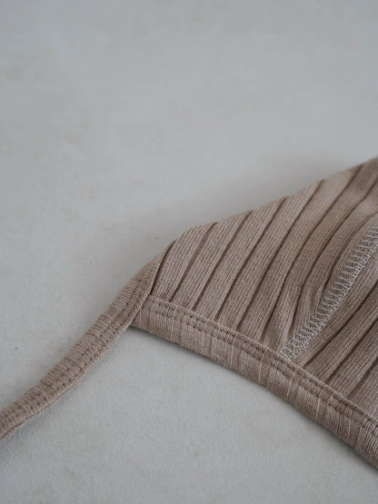Baby Stitch Detail Ribbed Jumpsuit and Bonnet Set (0 - 3m) - Olive kids outfit