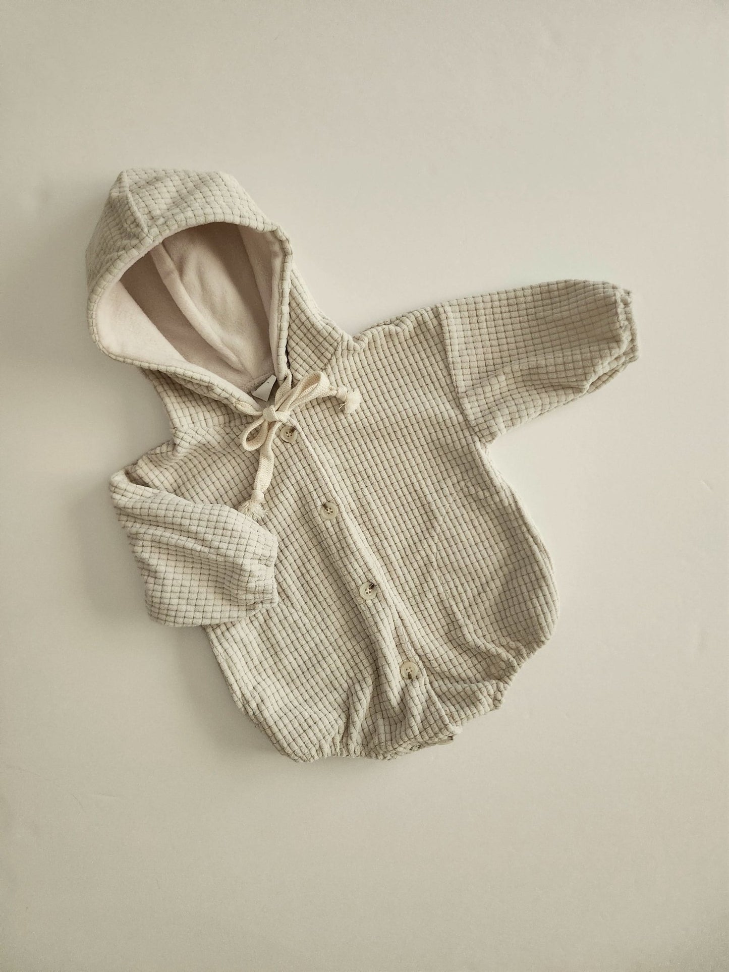 Baby Textured Velour Hooded Pocket Romper (0 - 24m) - 2 Colors kids outfit