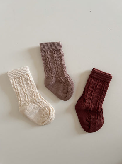 Baby Toddler 3PK Textured Knee Socks Set (0 - 8y) - Mocha Set kids outfit