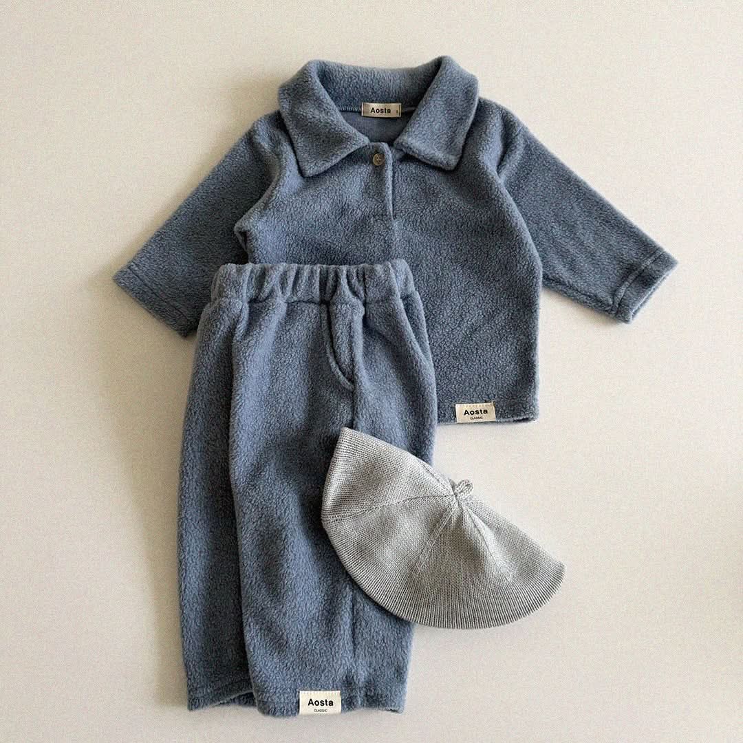 Baby Toddler Aosta W24 Warm Fleece Collar Tee (3m - 5y) - 3 Colors kids outfit