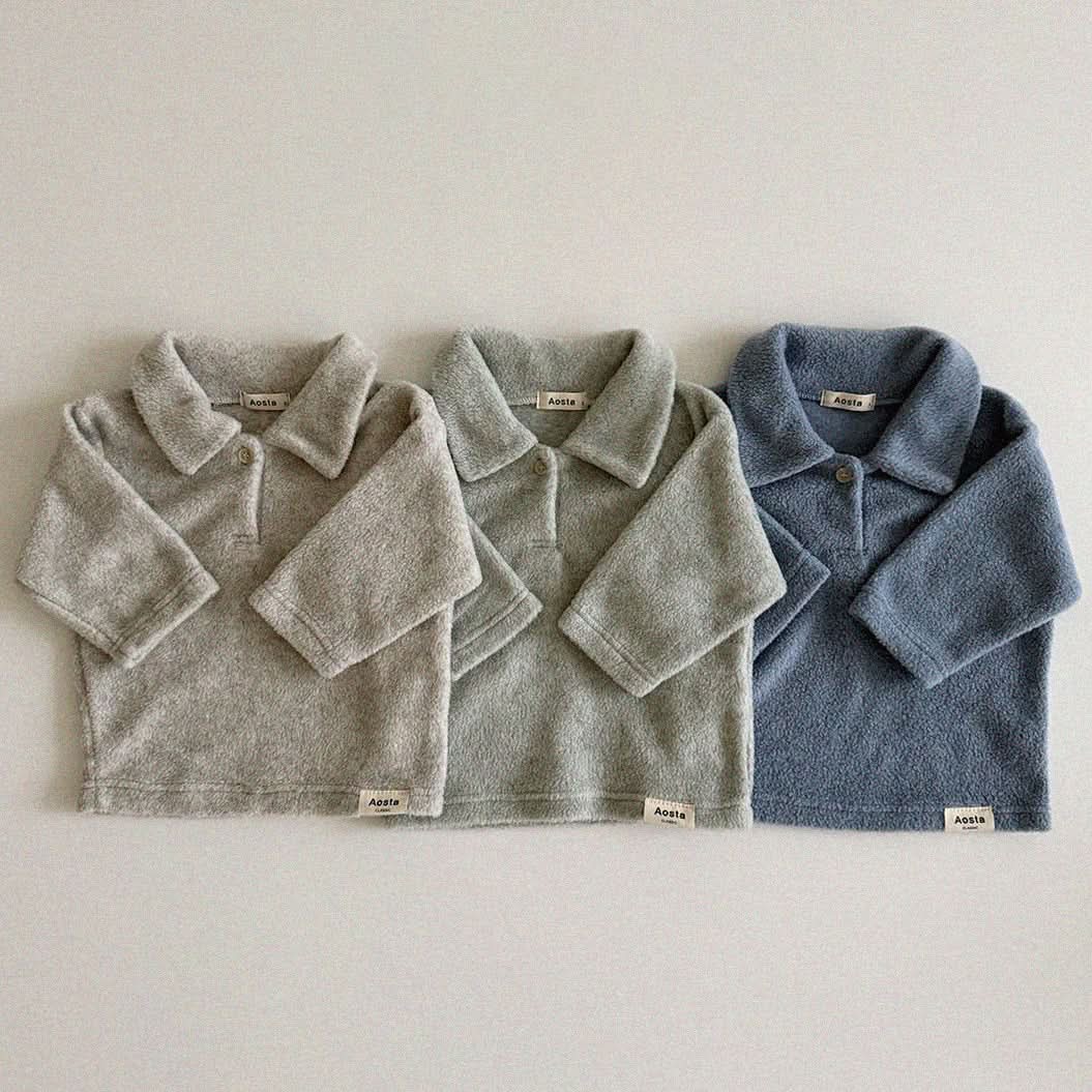 Baby Toddler Aosta W24 Warm Fleece Collar Tee (3m - 5y) - 3 Colors kids outfit
