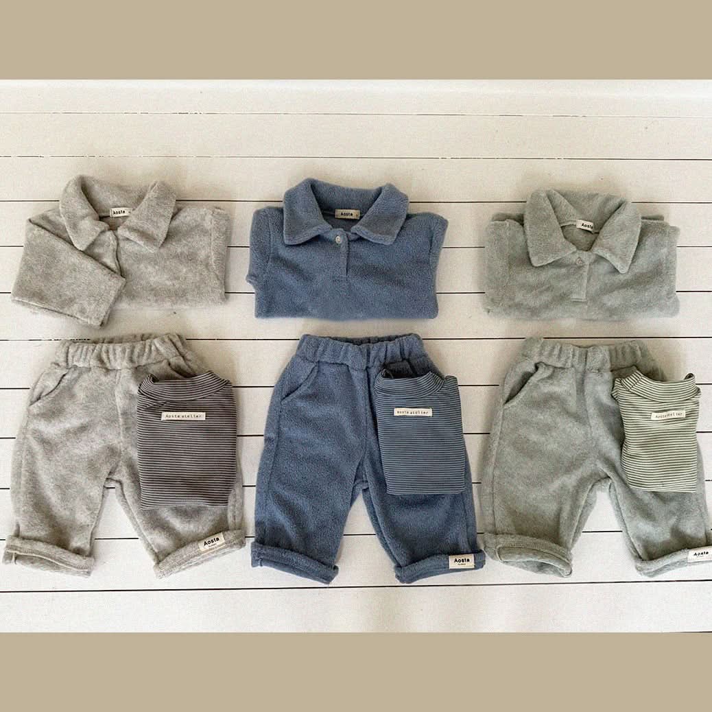 Baby Toddler Aosta W24 Warm Fleece Collar Tee (3m - 5y) - 3 Colors kids outfit
