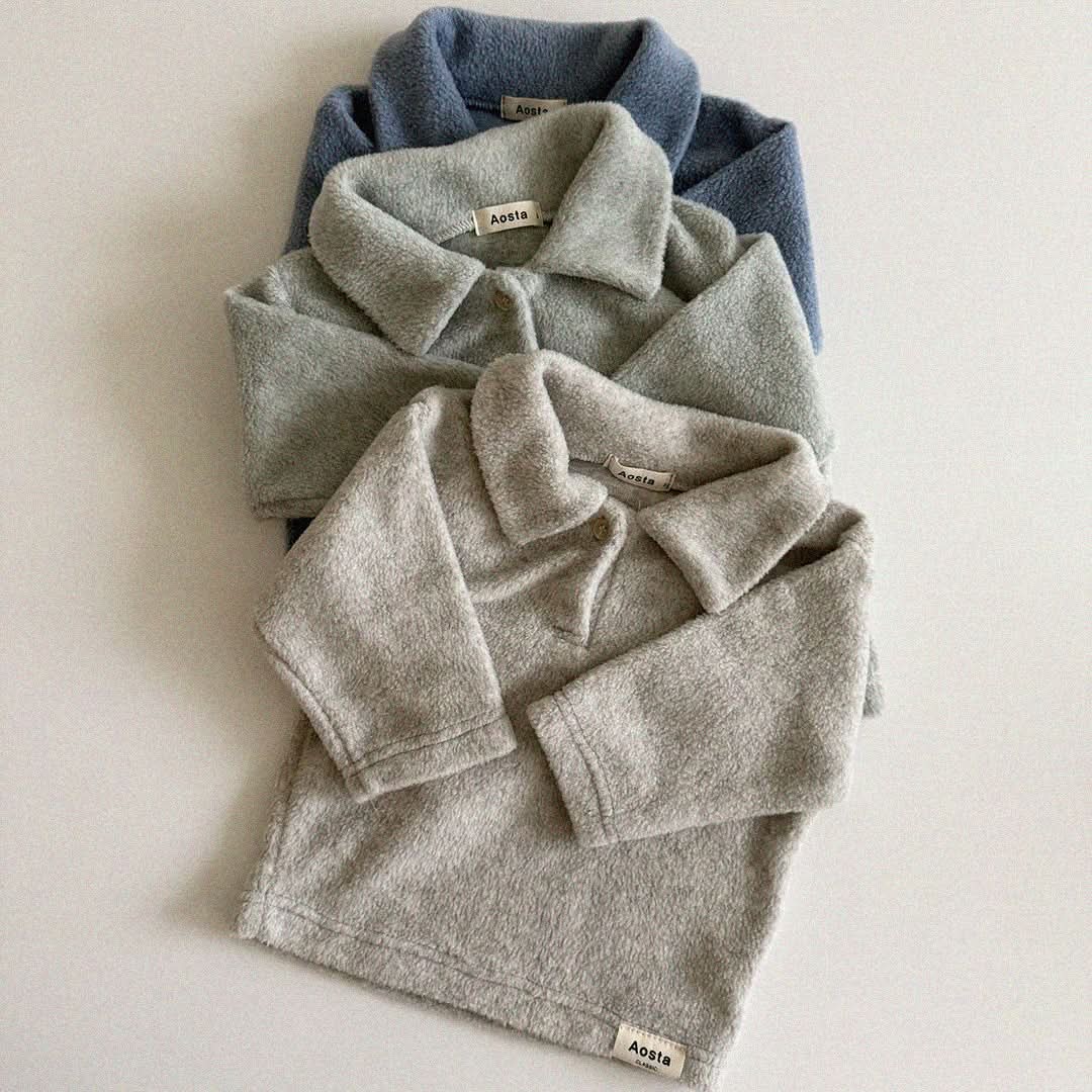 Baby Toddler Aosta W24 Warm Fleece Collar Tee (3m - 5y) - 3 Colors kids outfit