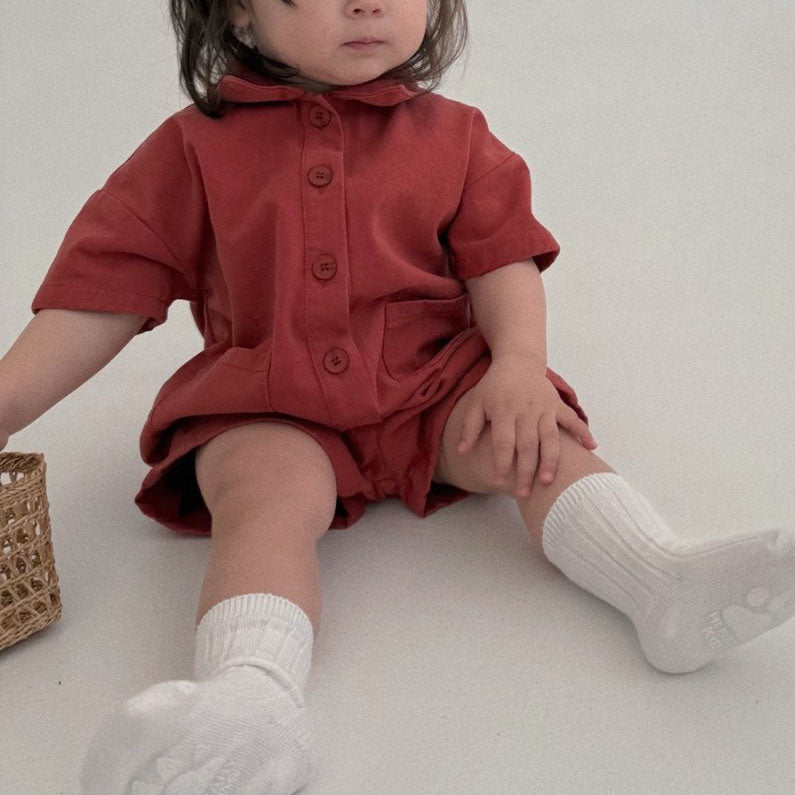 Baby Toddler Bella SS25 Collared Short Sleeve Jumpsuit (12m - 3y) - 2 Colors kids outfit