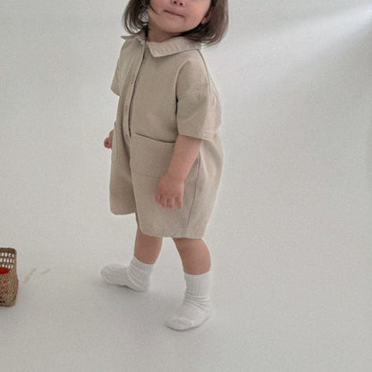Baby Toddler Bella SS25 Collared Short Sleeve Jumpsuit (12m - 3y) - 2 Colors kids outfit