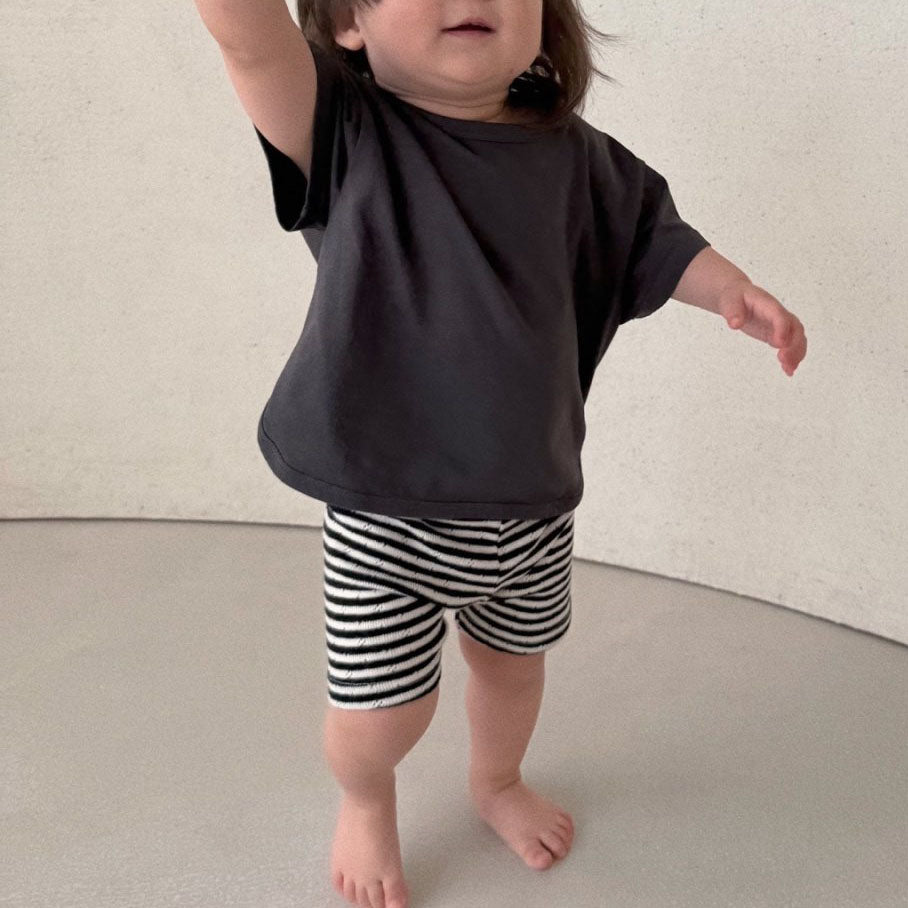 Baby Toddler Bella SS25 Stripe Pointelle Biker Shorts (6m - 6y) - 2 Colors kids outfit