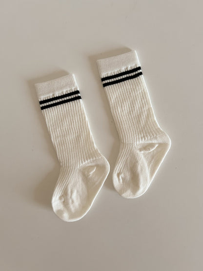 Baby Toddler Double Line Knee Socks (0 - 8y) - Black Line kids outfit