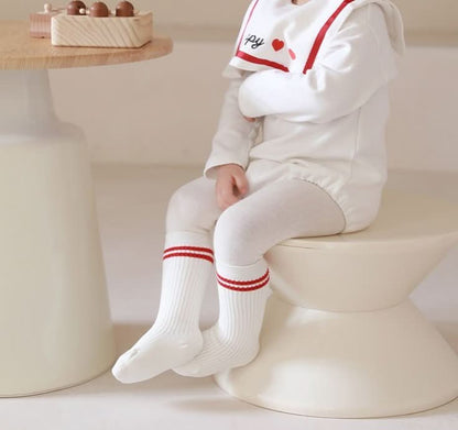 Baby Toddler Double Line Knee Socks (0 - 8y) - Ivory Line kids outfit