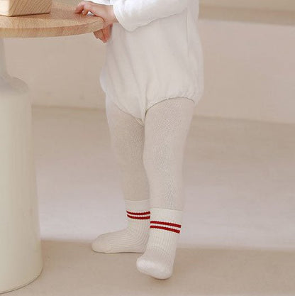 Baby Toddler Double Red Line Socks (0 - 8y) - Beige kids outfit