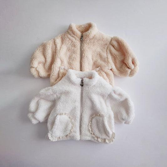 Baby Toddler Fluffy Fleece Lace Pocket Jacket (6m - 6y) - 2 Colors kids outfit