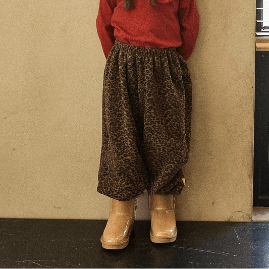 Baby Toddler FW26 Fleece Leopard Jogger Pants (4m-6y) - Brown kids outfit