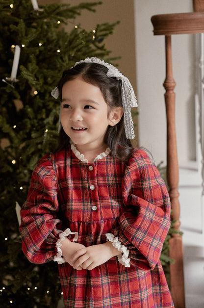 Baby Toddler Lace Detail Red Tartan Dress (6m - 6y) kids outfit