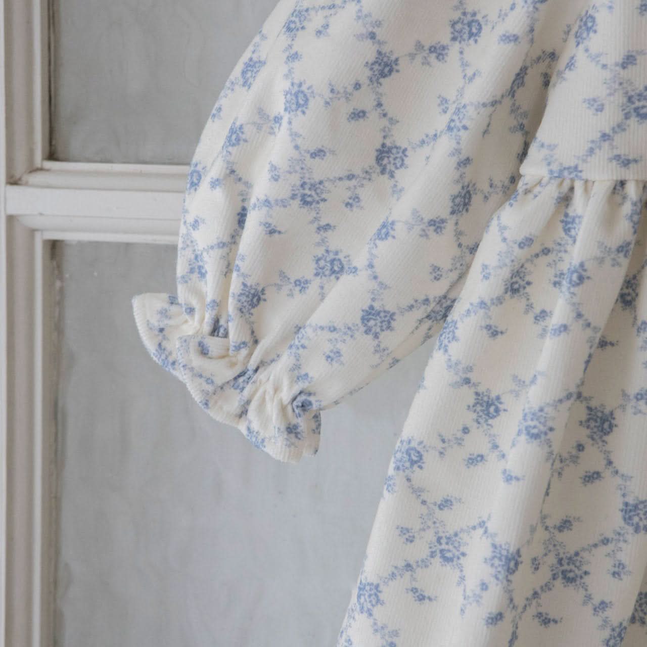 Baby Toddler Lace Detail Soft Brushed Fabric Dress (6m - 6y) - Blue Floral kids outfit